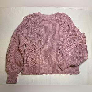 American Eagle Pink Cable Knit Sweater Size Large‎
